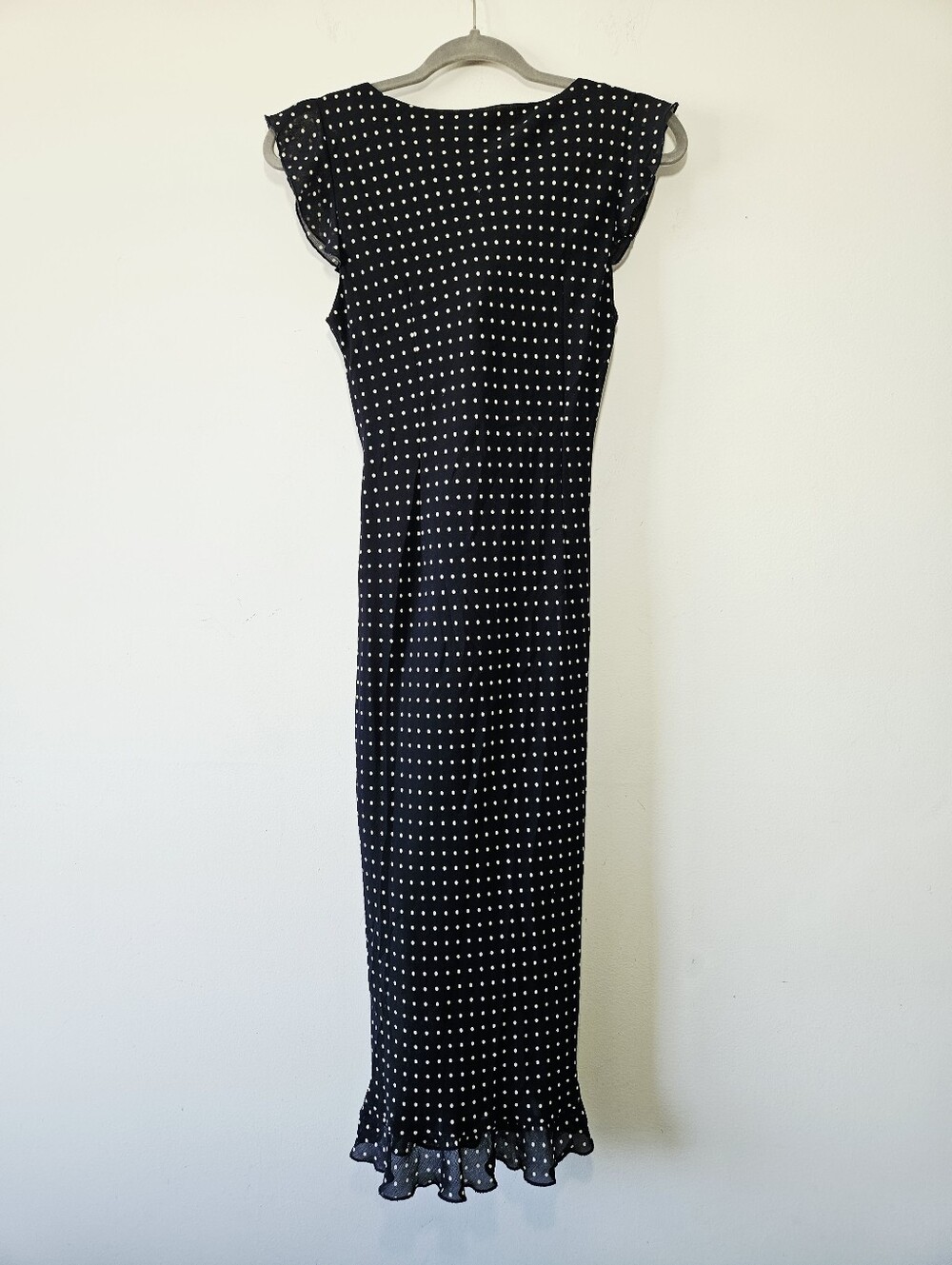 Y2K Jane Alexander Polka Dot Midi Dress Size 10 Flutter Sleeve Ruffle Tie Waist - Picture 3 of 6